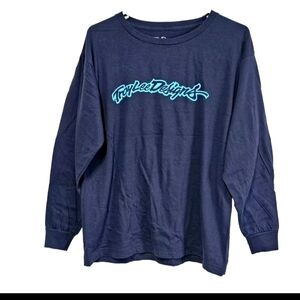 Troy Lee Designs TLD Graphic Long Sleeve Blue T-Shirt Bikers Tacers MTB Shirt, M